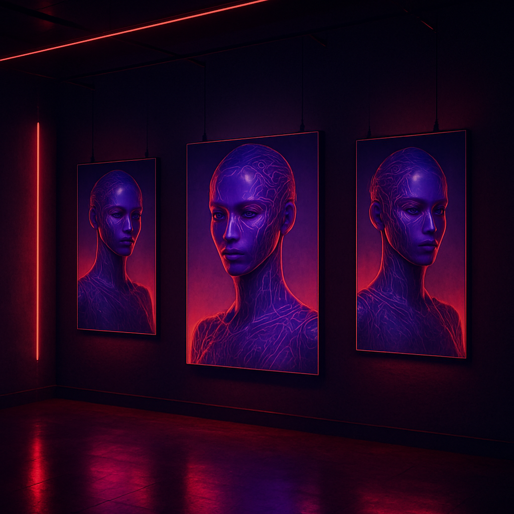 Futuristic AI-generated wall poster mockup