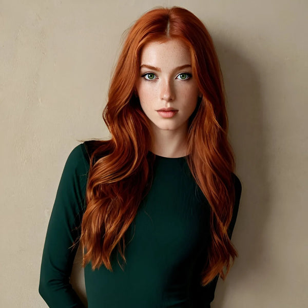 Maya Ember standing in fiery lighting – fashion wall art with attitude