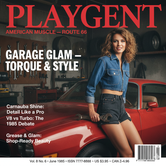 PLAYGENT “Garage Glam” Route 66 Vintage Magazine Parody T-Shirt