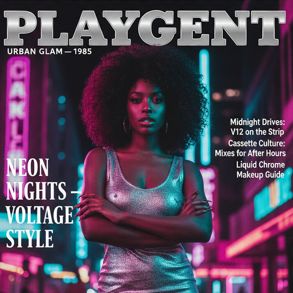 PLAYGENT “Neon Nights” Urban Glam Vintage Magazine Parody T-Shirt