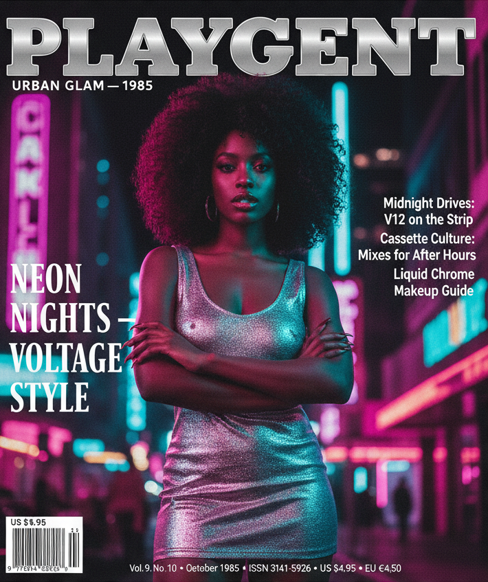 PLAYGENT “Neon Nights” Urban Glam Vintage Magazine Parody T-Shirt