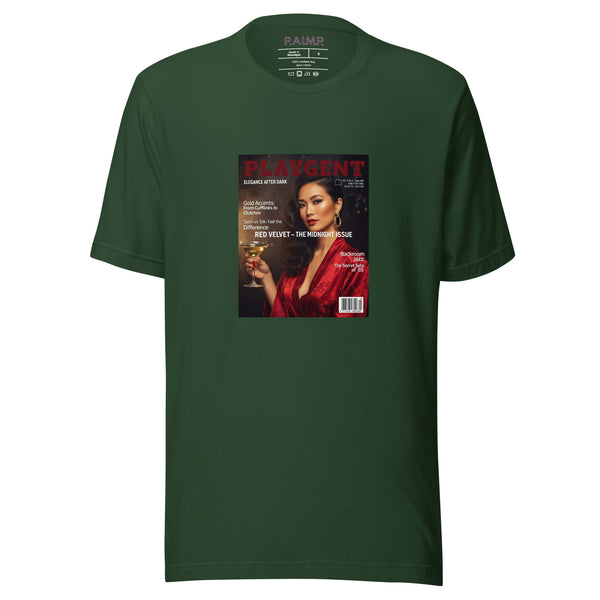 Playgent “Red Velvet” vintage magazine parody graphic on unisex T-shirt