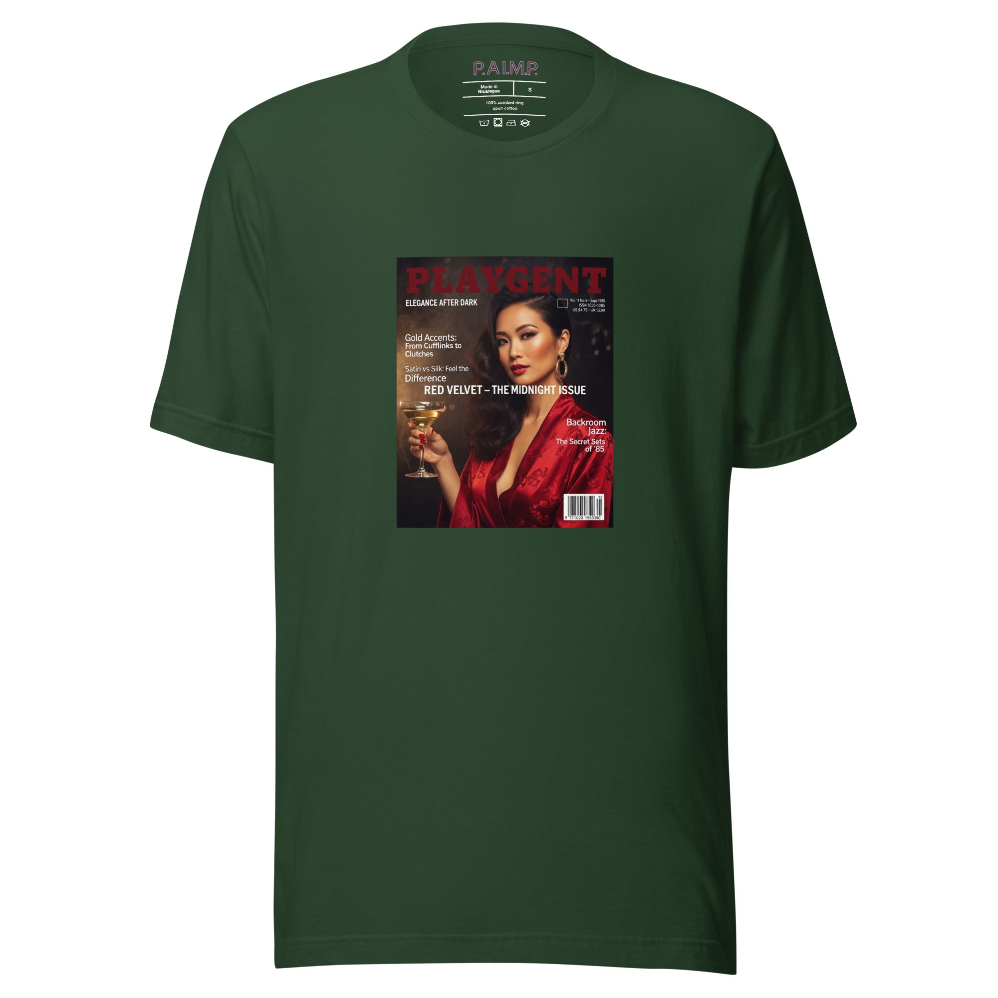 Playgent “Red Velvet” vintage magazine parody graphic on unisex T-shirt