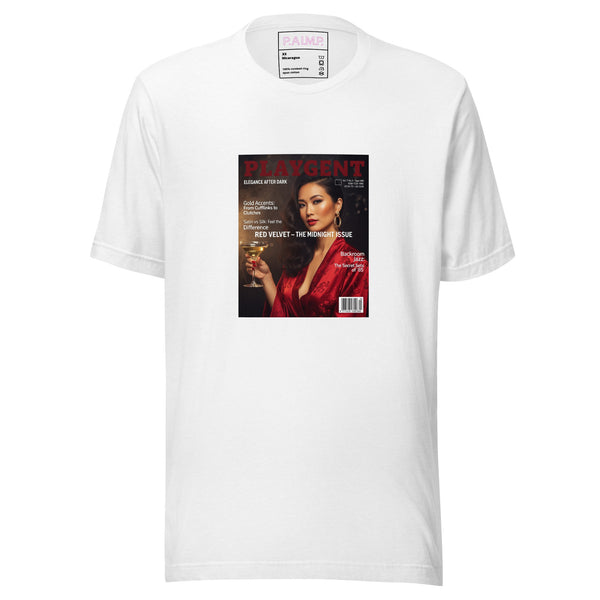 Playgent “Red Velvet” vintage magazine parody graphic on unisex T-shirt