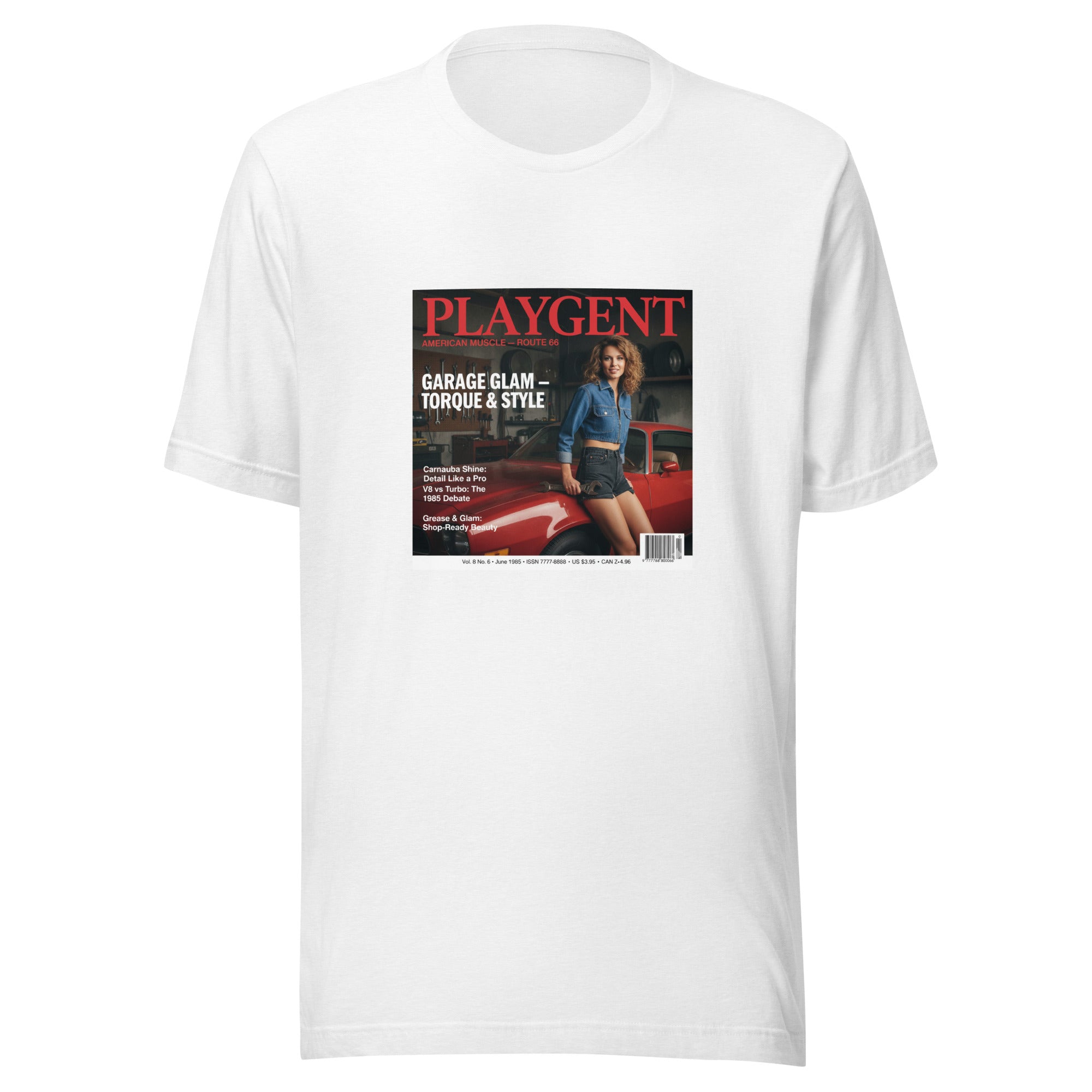 PLAYGENT “Garage Glam” Route 66 Vintage Magazine Parody T-Shirt