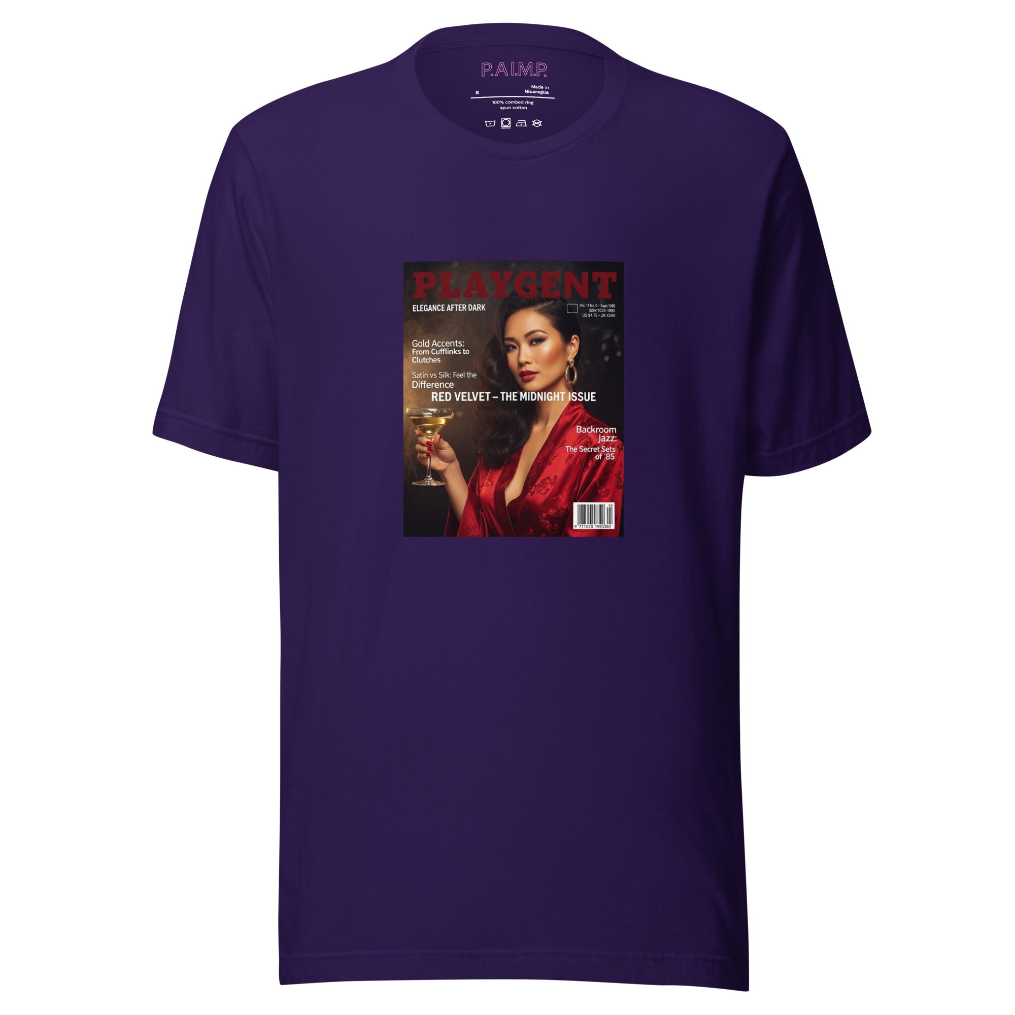 Playgent “Red Velvet” vintage magazine parody graphic on unisex T-shirt