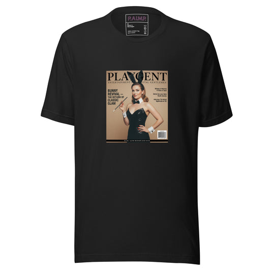 Playgent “Bunny Revival — The Return of Classic Glam” vintage magazine parody graphic on unisex T-shirt